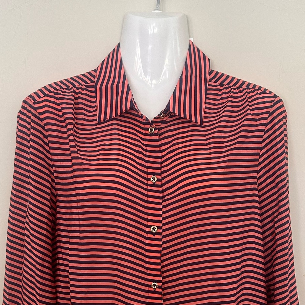 Banana Republic Red-burnt orange and Black Striped Shirt